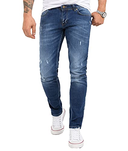 Rock Creek Designer Herren Jeans Hose Stretch Jeanshose Basic Slim Fit Jeans Hosen Denim Used Look Destroyed Herrenhose Elegant RC-2342 Blau W38 L34 von Rock Creek