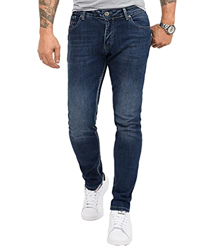 Rock Creek Designer Herren Jeans Hose Stretch Jeanshose Basic Slim Fit Jeans Hosen Denim Used Look Destroyed Herrenhose Elegant RC-2345 Blau W36 L34 von Rock Creek