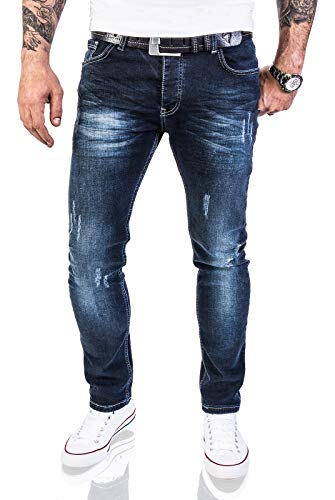 Rock Creek Designer Herren Jeans Hose Stretch Jeanshose Basic Slim Fit [RC-2118 - Night Blue - W31 L34] von Rock Creek