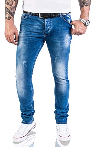 Rock Creek Designer Herren Jeans Hose Stretch Jeanshose Basic Slim Fit [RC-2132 - Blue Washed - W40 L32] von Rock Creek