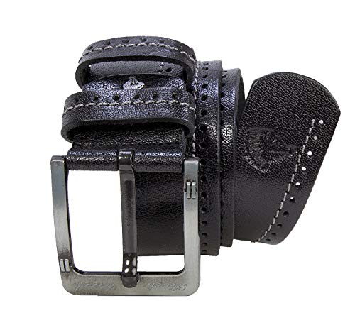 Rock Creek Designer Herren Leder Gürtel Echt Leder Herrengürtel Breit Jeansgürtel Anzuggürtel Büffelleder Accessoires G-012 Schwarz 95 von Rock Creek
