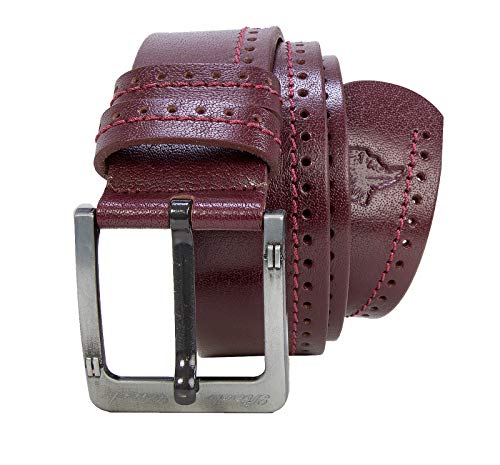 Rock Creek Designer Herren Leder Gürtel Echt Leder Herrengürtel Breit Jeansgürtel Anzuggürtel Büffelleder Accessoires G-012 Weinrot 135 von Rock Creek