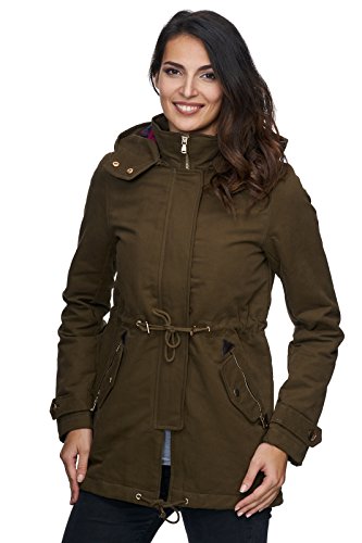 Rock Creek Elegante Damen Winter Jacke Mantel mit Kapuze Teddy-Futter Wintermantel Frauenjacke Outdoorjacke Parka D-237 Khaki M von Rock Creek