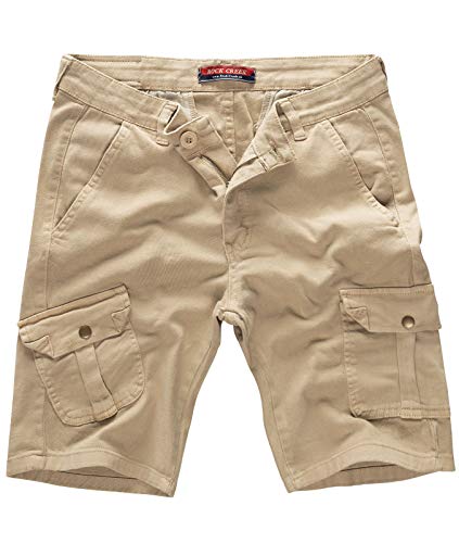 Rock Creek Herren Cargo Shorts Chinoshorts Kurze Hose Short Cargoshorts Sommer Kurzehose Sommerhose Bermudas Stretch Short RC-2203 Beige W30 von Rock Creek