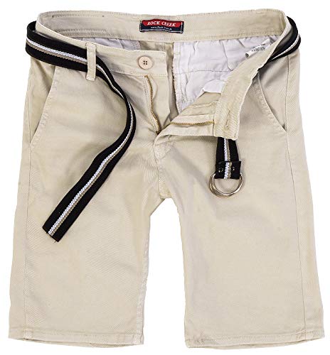 Rock Creek Herren Chino Shorts Hose Kurz Chinoshorts Inkl Gürtel Männer Sommer Bermuda Stretch Rc-2133 29 Beige von Rock Creek