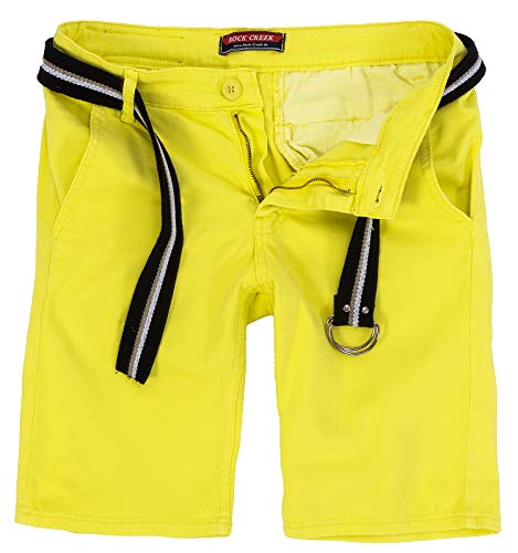 Rock Creek Herren Chino Shorts Hose Kurz Chinoshorts Inkl Gürtel Männer Sommer Bermuda Stretch Rc-2133 29 Lemon von Rock Creek