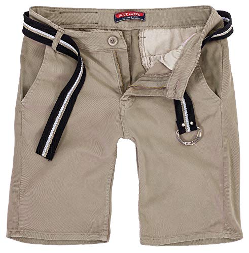 Rock Creek Herren Chino Shorts Hose Kurz Chinoshorts Inkl Gürtel Männer Sommer Bermuda Stretch Rc-2133 30 Apricot von Rock Creek