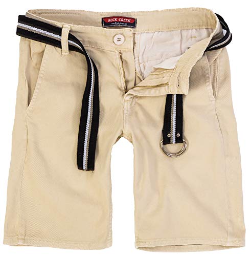 Rock Creek Herren Chino Shorts Hose Kurz Chinoshorts Inkl Gürtel Männer Sommer Bermuda Stretch Rc-2133 30 Sand von Rock Creek