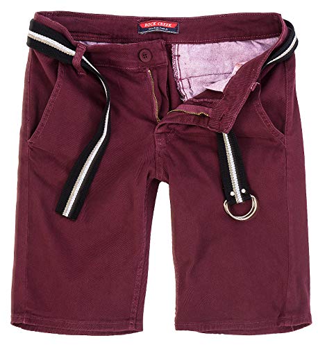 Rock Creek Herren Chino Shorts Hose Kurz Chinoshorts Inkl Gürtel Männer Sommer Bermuda Stretch Rc-2133 30 Weinrot von Rock Creek