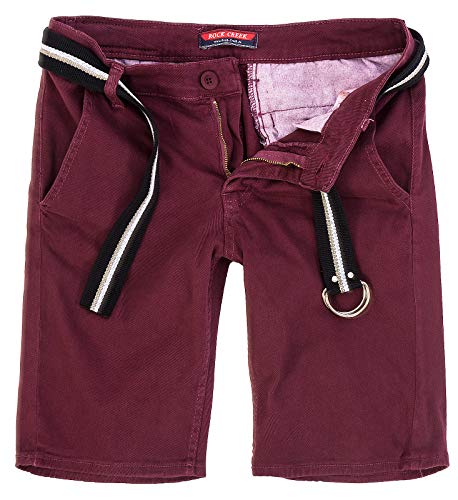 Rock Creek Herren Chino Shorts Hose Kurz Chinoshorts Inkl Gürtel Männer Sommer Bermuda Stretch Rc-2133 33 Weinrot von Rock Creek