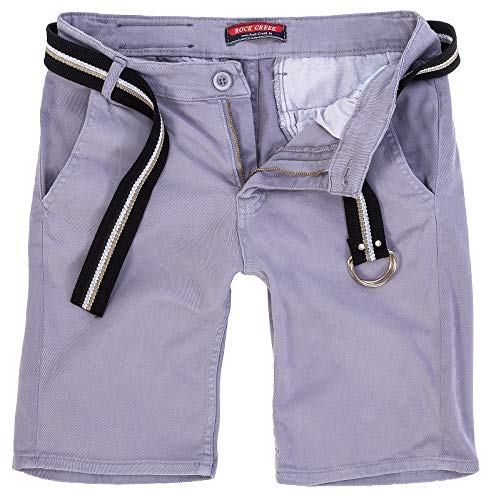 Rock Creek Herren Chino Shorts Hose Kurz Chinoshorts Inkl Gürtel Männer Sommer Bermuda Stretch Rc-2133 36 Grau von Rock Creek