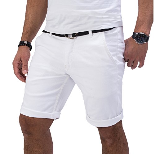 Rock Creek Herren Chino Shorts Hose Kurz Chinoshorts Inkl Gürtel Männer Sommer Bermuda Stretch Rc-2133 42 Weiß von Rock Creek