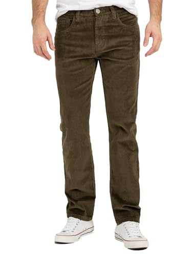 Rock Creek Herren Cordhose Hose Stretch Basic Bootcut Hose Regular Fit Lange Hose Stoff Hose Winterhose Männerhose H-399 Olive W31 L30 von Rock Creek