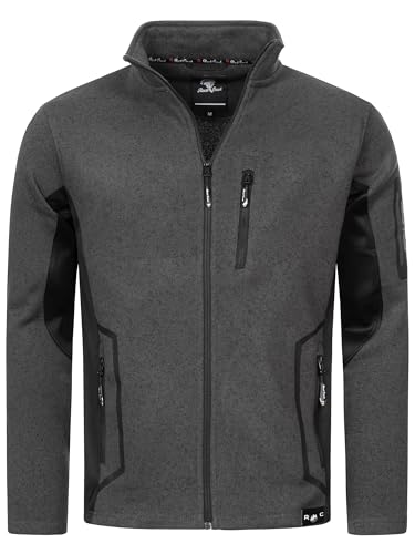 Rock Creek Herren Fleece Jacke Outdoor Wanderjacke Pullover Full Zip Hoodie Herrenjacke Fleecejacke Winterjacke Strickjacke Strickfleecejacke H-367 Dunkelgrau 4XL von Rock Creek