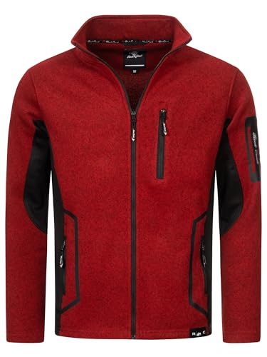 Rock Creek Herren Fleece Jacke Outdoor Wanderjacke Pullover Full Zip Hoodie Herrenjacke Fleecejacke Winterjacke Strickjacke Strickfleecejacke H-367 Rot 2XL von Rock Creek