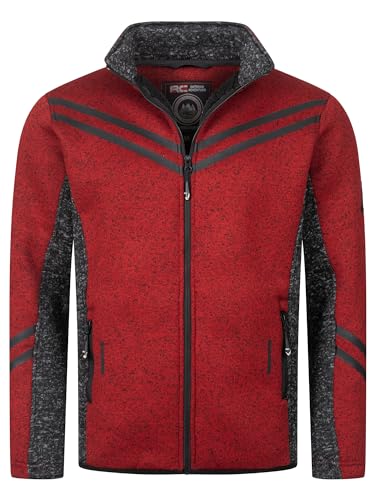 Rock Creek Herren Fleece Jacke Outdoor Wanderjacke Pullover Full Zip Hoodie Herrenjacke Fleecejacke Winterjacke Strickjacke Strickfleecejacke H-373 Rot 2XL von Rock Creek