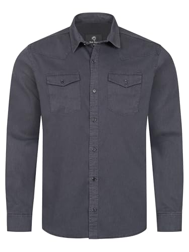 Rock Creek Herren Hemd Jeanshemd Freizeithemd Denim Hemden Langarm Regular Männer Jeans Hemd Kentkragen Übergangshemd H-339 Dunkelgrau XL von Rock Creek