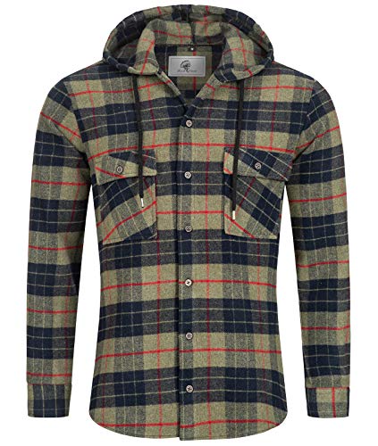 Rock Creek Herren Hemd Kariert Kapuzenhemd Karohemd Herrenhemd Flanell Hemden Holzfällerhemd Übergangsjacke Langarm Kariert Winter H-255 Dunkelgrün 2XL von Rock Creek