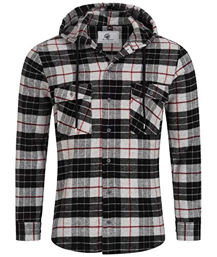 Rock Creek Herren Hemd Kariert Kapuzenhemd Karohemd Herrenhemd Flanell Hemden Holzfällerhemd Übergangsjacke Langarm Kariert Winter H-255 Grau 2XL von Rock Creek