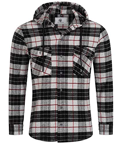Rock Creek Herren Hemd Kariert Kapuzenhemd Karohemd Herrenhemd Flanell Hemden Holzfällerhemd Übergangsjacke Langarm Kariert Winter H-255 Grau 4XL von Rock Creek