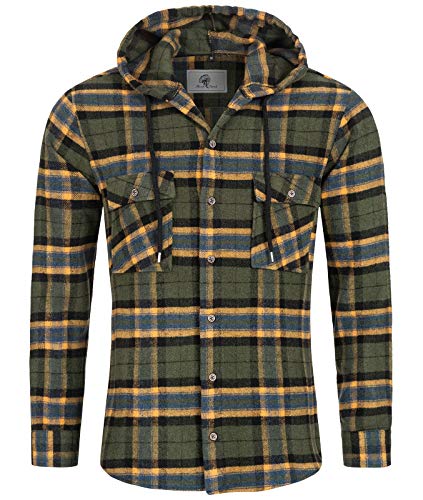 Rock Creek Herren Hemd Kariert Kapuzenhemd Karohemd Herrenhemd Flanell Hemden Holzfällerhemd Übergangsjacke Langarm Kariert Winter H-257 Dunkelgrün 5XL von Rock Creek