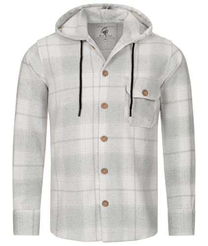 Rock Creek Herren Hemd Kariert Kapuzenhemd Karohemd Herrenhemd Flanell Hemden Holzfällerhemd Übergangsjacke Langarm Kariert Winter H-326 Grau 4XL von Rock Creek