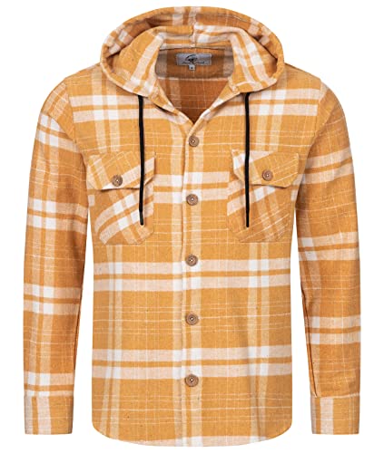 Rock Creek Herren Hemd Kariert Kapuzenhemd Karohemd Herrenhemd Flanell Hemden Holzfällerhemd Übergangsjacke Langarm Kariert Winter H-328 Camel M von Rock Creek