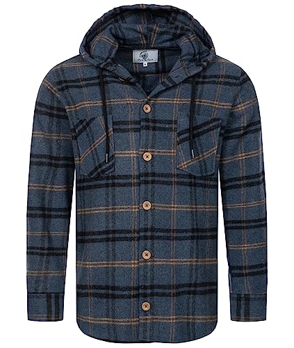 Rock Creek Herren Hemd Kariert Kapuzenhemd Karohemd Herrenhemd Flanell Hemden Holzfällerhemd Übergangsjacke Langarm Kariert Winter H-334 Blau 5XL von Rock Creek