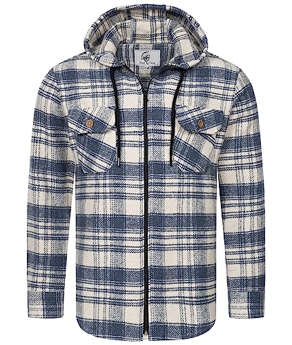 Rock Creek Herren Hemd Kariert Kapuzenhemd Karohemd Herrenhemd Flanell Hemden Holzfällerhemd Übergangsjacke Langarm Kariert Winter H-335 Blau 3XL von Rock Creek