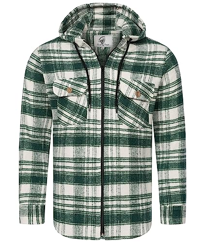 Rock Creek Herren Hemd Kariert Kapuzenhemd Karohemd Herrenhemd Flanell Hemden Holzfällerhemd Übergangsjacke Langarm Kariert Winter H-335 Grün M von Rock Creek