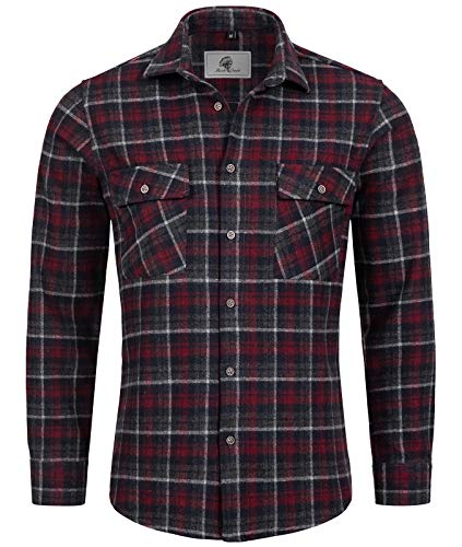 Rock Creek Herren Hemd Kariertes Flanellhemd Karohemd Herrenhemd Flanell Hemden Holzfällerhemd Übergangsjacke Langarm Kariert Winter H-248 Rot 3XL von Rock Creek