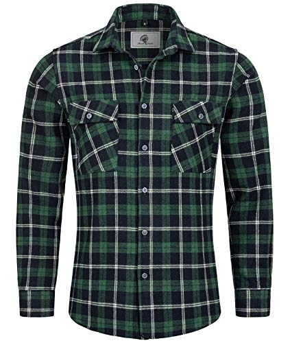 Rock Creek Herren Hemd Kariertes Flanellhemd Karohemd Herrenhemd Flanell Hemden Holzfällerhemd Übergangsjacke Langarm Kariert Winter H-249 Grün 4XL von Rock Creek