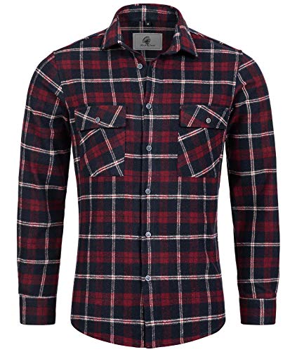 Rock Creek Herren Hemd Kariertes Flanellhemd Karohemd Herrenhemd Flanell Hemden Holzfällerhemd Übergangsjacke Langarm Kariert Winter H-249 Rot 4XL von Rock Creek