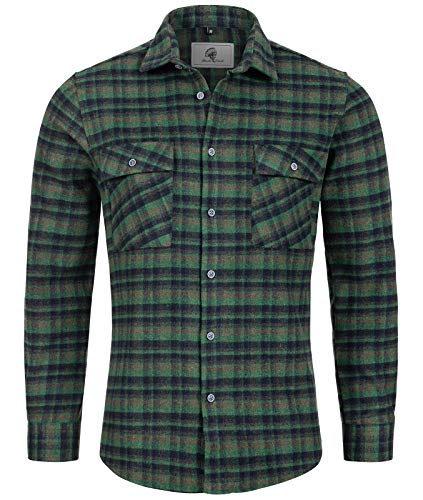 Rock Creek Herren Hemd Kariertes Flanellhemd Karohemd Herrenhemd Flanell Hemden Holzfällerhemd Übergangsjacke Langarm Kariert Winter H-250 Grün 2XL von Rock Creek