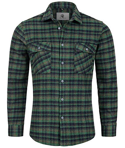 Rock Creek Herren Hemd Kariertes Flanellhemd Karohemd Herrenhemd Flanell Hemden Holzfällerhemd Übergangsjacke Langarm Kariert Winter H-250 Grün 3XL von Rock Creek