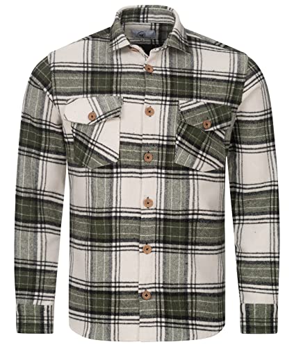 Rock Creek Herren Hemd Kariertes Flanellhemd Karohemd Herrenhemd Flanell Hemden Holzfällerhemd Übergangsjacke Langarm Kariert Winter H-325 Dunkelgrün 2XL von Rock Creek