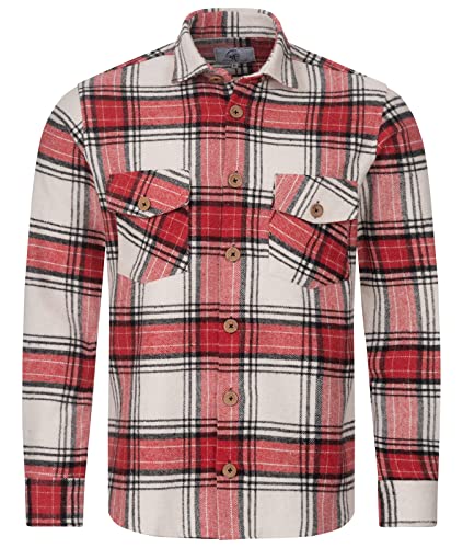 Rock Creek Herren Hemd Kariertes Flanellhemd Karohemd Herrenhemd Flanell Hemden Holzfällerhemd Übergangsjacke Langarm Kariert Winter H-325 Rot 5XL von Rock Creek