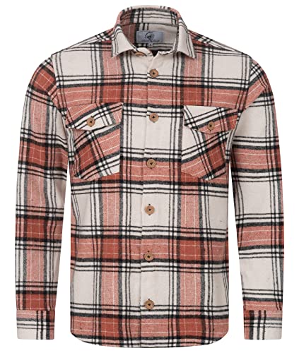 Rock Creek Herren Hemd Kariertes Flanellhemd Karohemd Herrenhemd Flanell Hemden Holzfällerhemd Übergangsjacke Langarm Kariert Winter H-325 Weinrot S von Rock Creek
