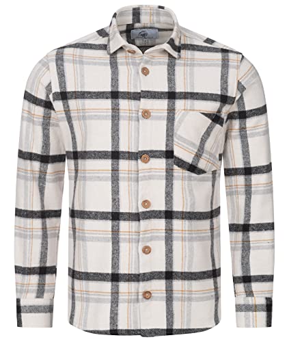 Rock Creek Herren Hemd Kariertes Flanellhemd Karohemd Herrenhemd Flanell Hemden Holzfällerhemd Übergangsjacke Langarm Kariert Winter H-327 Grau 3XL von Rock Creek