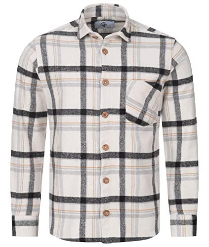 Rock Creek Herren Hemd Kariertes Flanellhemd Karohemd Herrenhemd Flanell Hemden Holzfällerhemd Übergangsjacke Langarm Kariert Winter H-327 Grau 5XL von Rock Creek