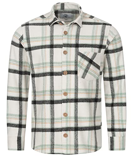 Rock Creek Herren Hemd Kariertes Flanellhemd Karohemd Herrenhemd Flanell Hemden Holzfällerhemd Übergangsjacke Langarm Kariert Winter H-327 Grün 4XL von Rock Creek