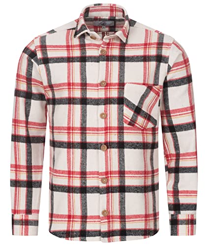 Rock Creek Herren Hemd Kariertes Flanellhemd Karohemd Herrenhemd Flanell Hemden Holzfällerhemd Übergangsjacke Langarm Kariert Winter H-327 Rot 4XL von Rock Creek