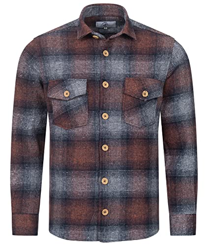 Rock Creek Herren Hemd Kariertes Flanellhemd Karohemd Herrenhemd Flanell Hemden Holzfällerhemd Übergangsjacke Langarm Kariert Winter H-329 Blau 2XL von Rock Creek