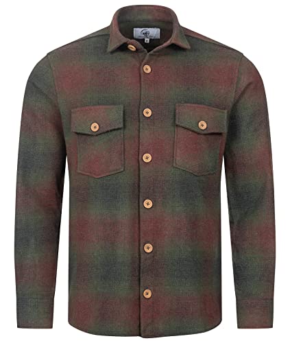 Rock Creek Herren Hemd Kariertes Flanellhemd Karohemd Herrenhemd Flanell Hemden Holzfällerhemd Übergangsjacke Langarm Kariert Winter H-329 Dunkelgrün 2XL von Rock Creek