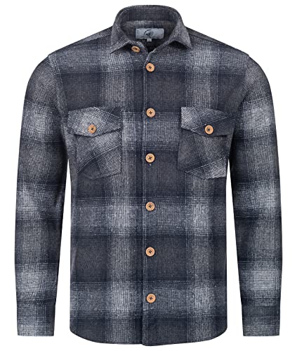 Rock Creek Herren Hemd Kariertes Flanellhemd Karohemd Herrenhemd Flanell Hemden Holzfällerhemd Übergangsjacke Langarm Kariert Winter H-329 Navy 3XL von Rock Creek