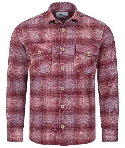 Rock Creek Herren Hemd Kariertes Flanellhemd Karohemd Herrenhemd Flanell Hemden Holzfällerhemd Übergangsjacke Langarm Kariert Winter H-329 Weinrot XL von Rock Creek