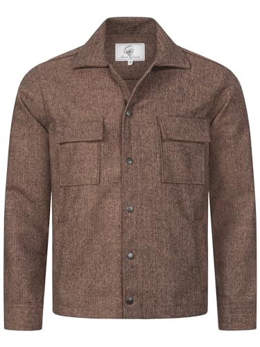 Rock Creek Herren Hemd Overshirt Freizeithemd Teddyfellkragen Hemden Langarm Regular Männer Jeans Hemd Kentkragen Übergangshemd H-371 Braun S von Rock Creek