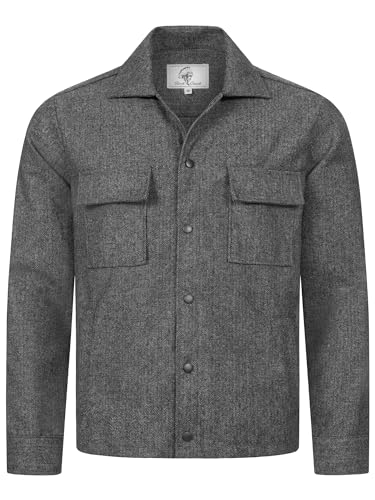 Rock Creek Herren Hemd Overshirt Freizeithemd Teddyfellkragen Hemden Langarm Regular Männer Jeans Hemd Kentkragen Übergangshemd H-371 Dunkelgrau 3XL von Rock Creek