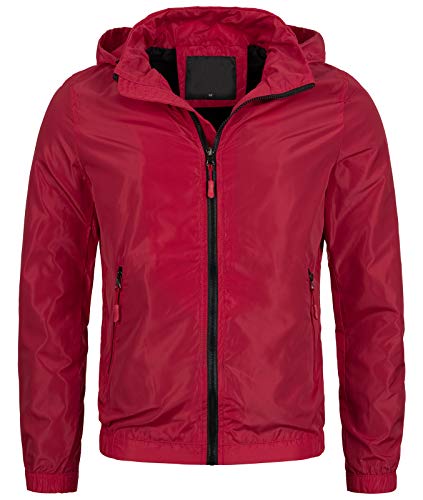 Rock Creek Herren Jacke Windbreaker Leichte Jacke Herren Regenjacke Übergangsjacke Kapuze Outdoorjacke Herrenjacken Sport Jacke H-235 Weinrot 2XL von Rock Creek