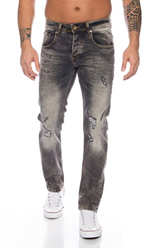 Rock Creek Herren Jeans Destroyed Darkgrey RC-2107 [W42 L36] von Rock Creek